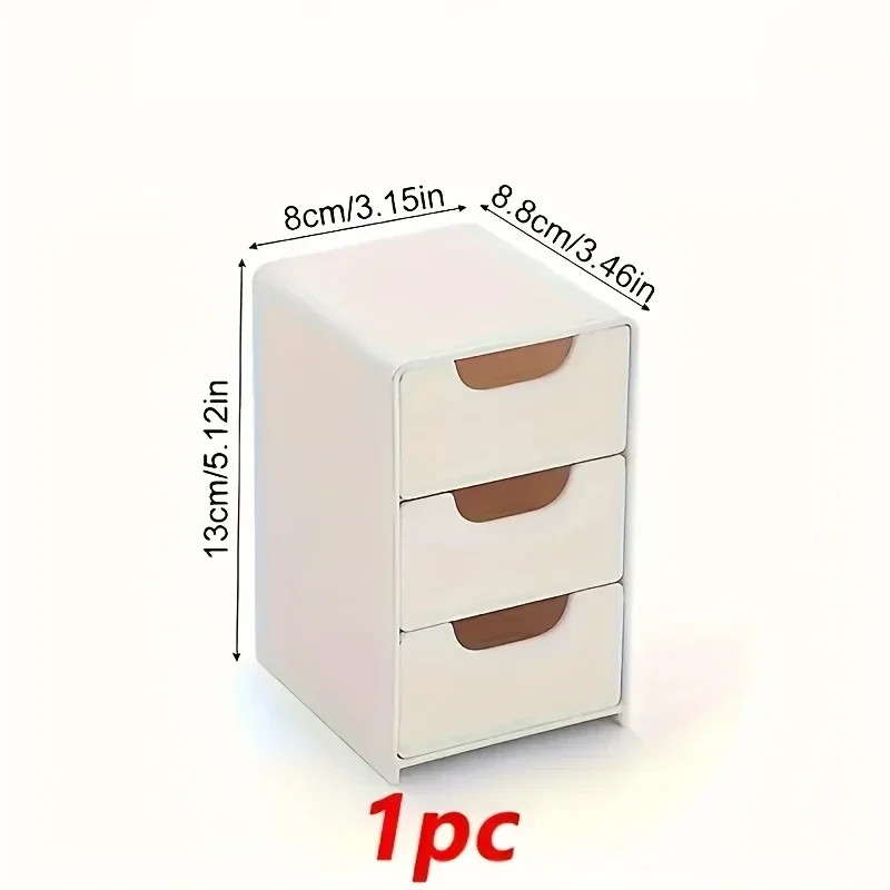 Mini 3-drawer desktop organizer, white — representative supplier photograph