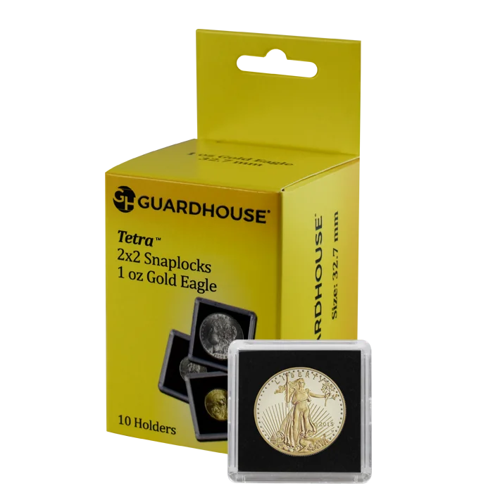 1 Oz American Gold Eagle 2x2 Tetra Snaplock Coin Holder - 10 per pack