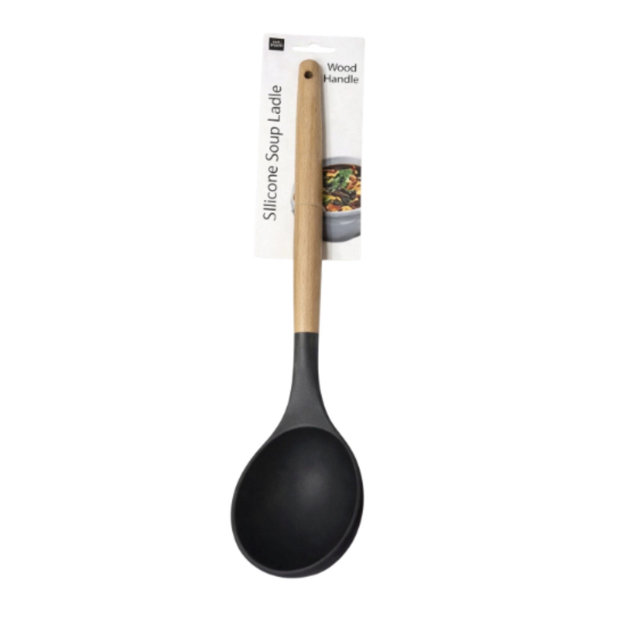 Bulk 24-Pack: Assorted Colors Silicone Soup Ladle with Wooden Handle