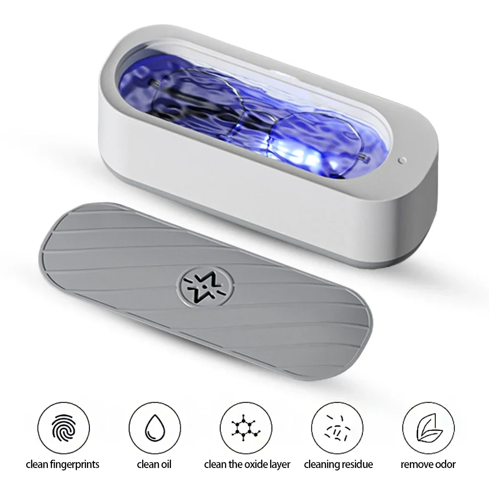 Compact ultrasonic cleaner for glasses and jewelry, USB rechargeable — representative supplier photograph