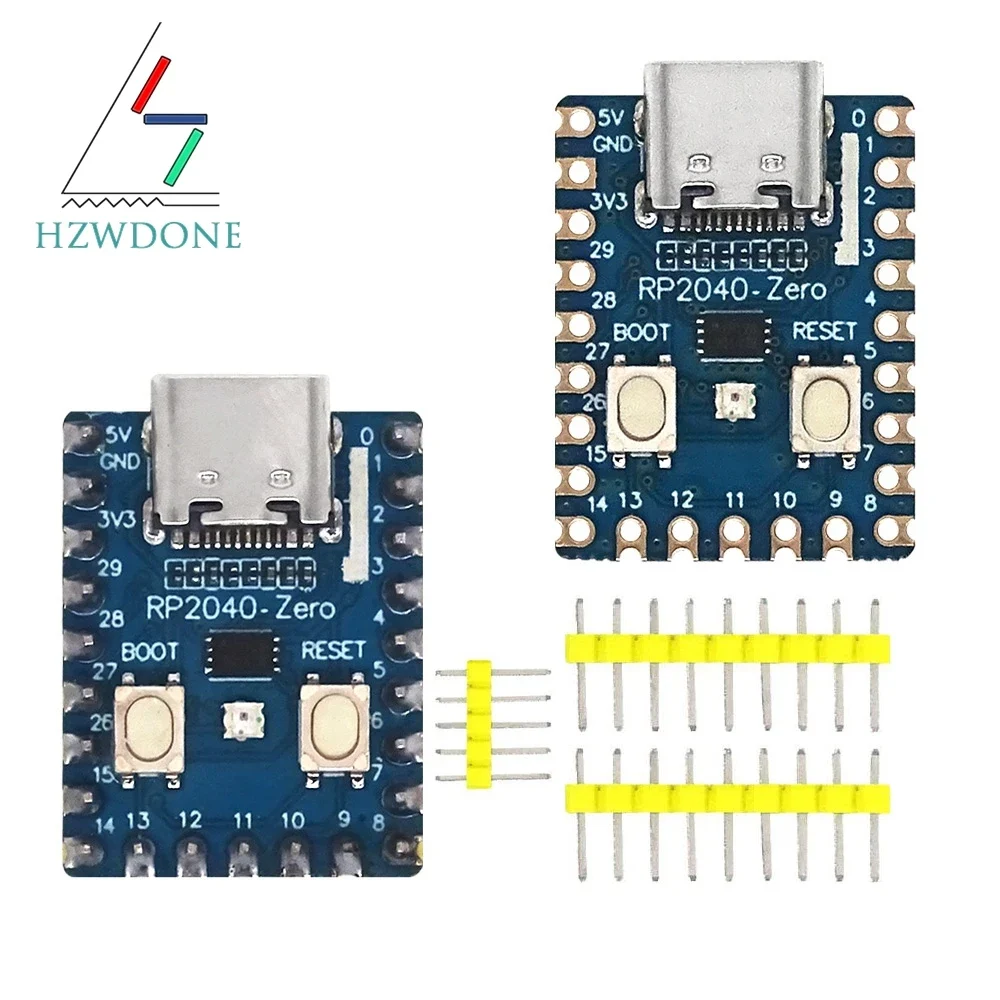 RP2040 mini microcontroller development board, 2 MB flash — representative supplier photograph