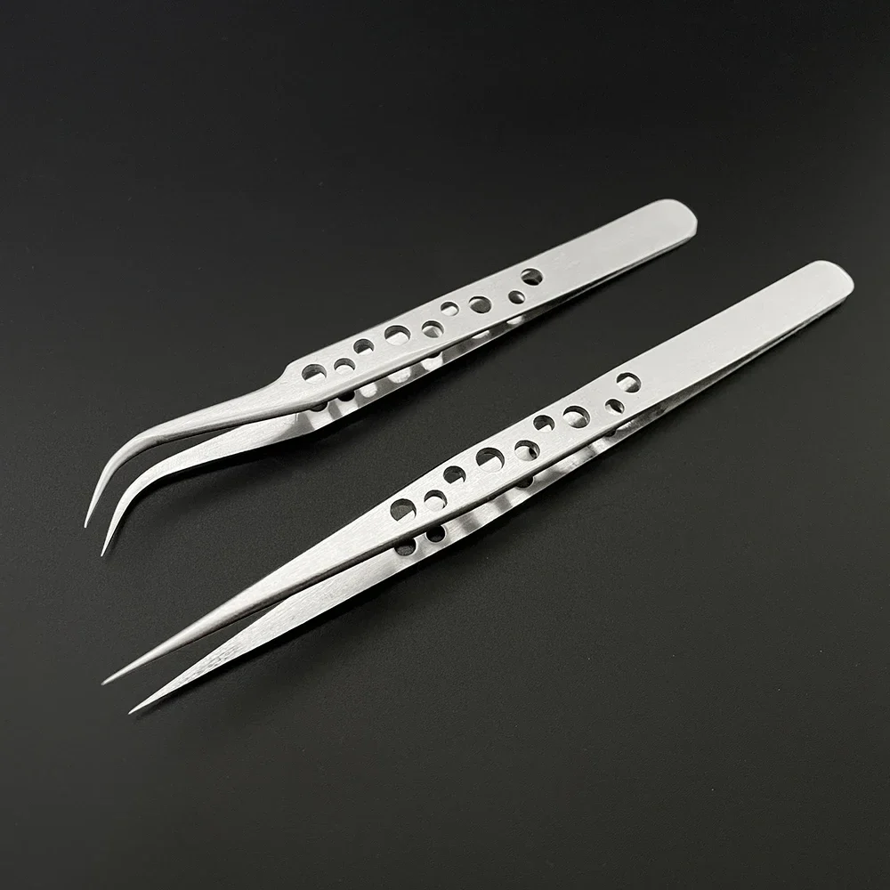Anti-static precision tweezers, straight or curved tip