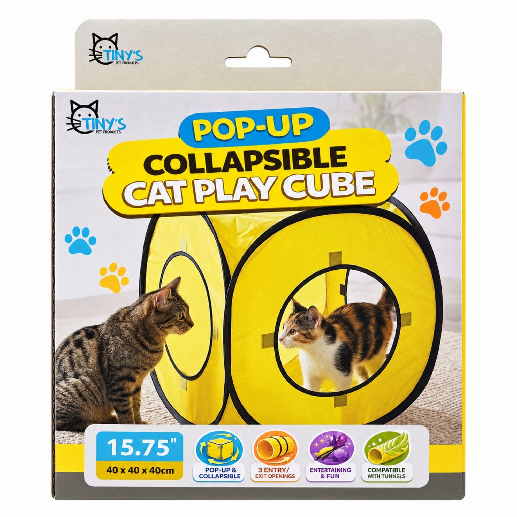15.75 Inch Pop-Up Collapsible Cat Play Cube (pack of 8)