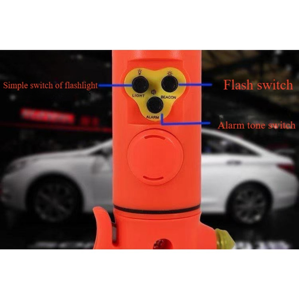 Red&Yellow Multi-functional Car Safety Hammer With Flashlight