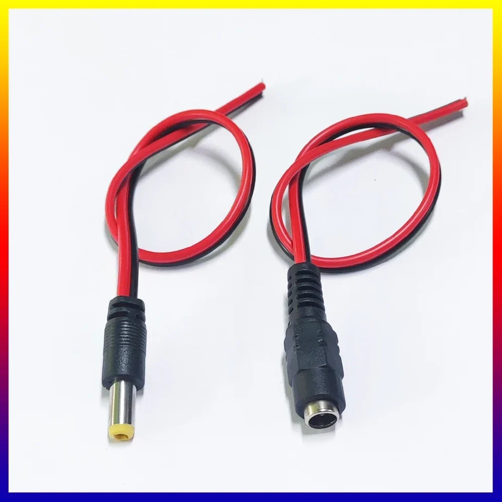 5.5 x 2.1 mm DC power pigtail cables, 5 male and 5 female — representative supplier photograph