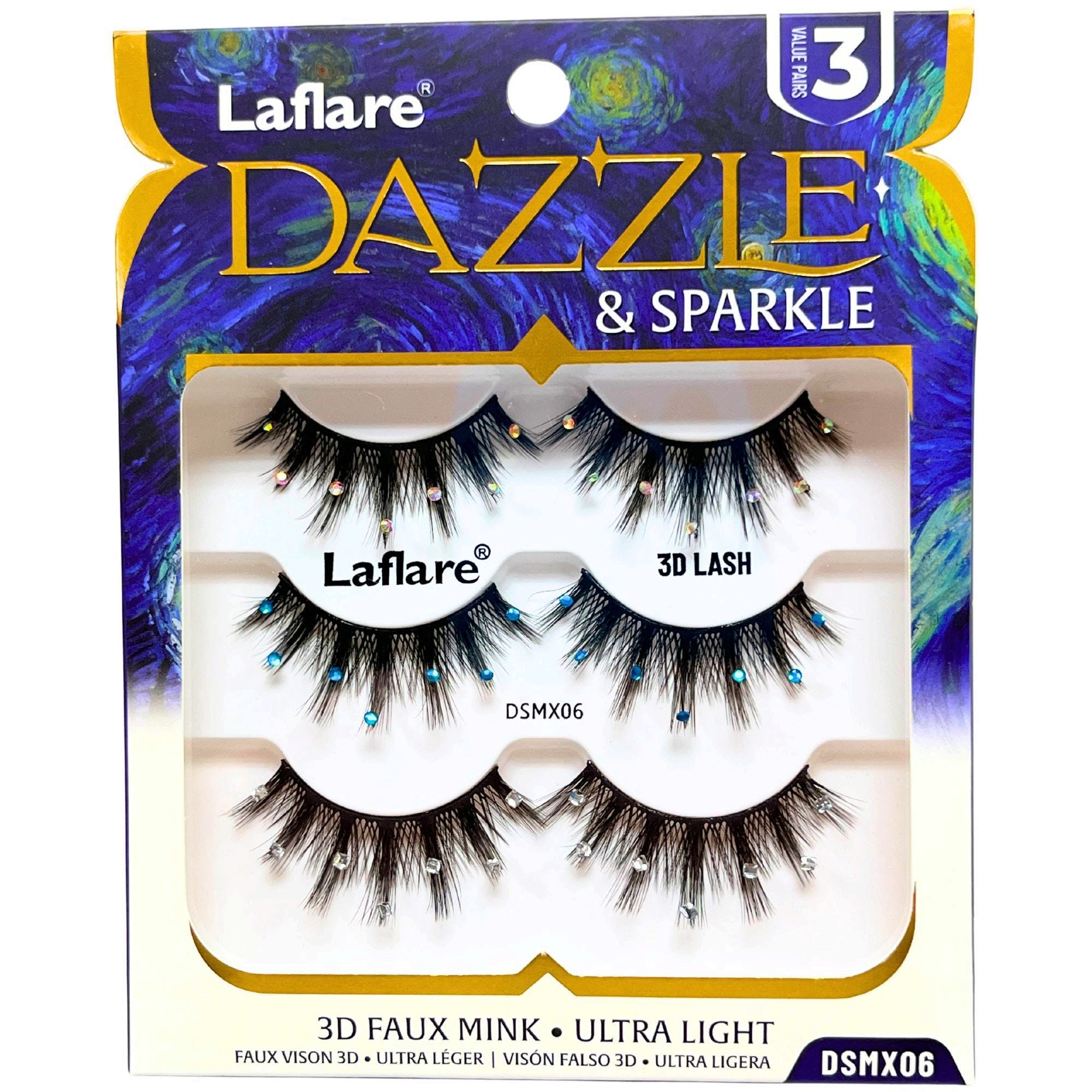 Bulk 40-Pack: LaFlare Dazzle & Sparkle 3D Gem Enhanced 3 Pack Lashes