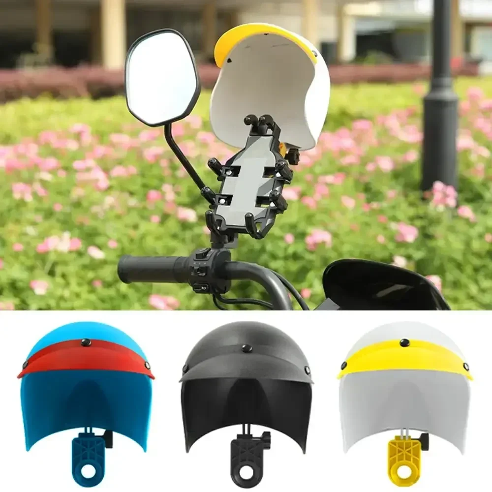 Mini helmet sunshade phone holder for motorcycles and bicycles — representative supplier photograph