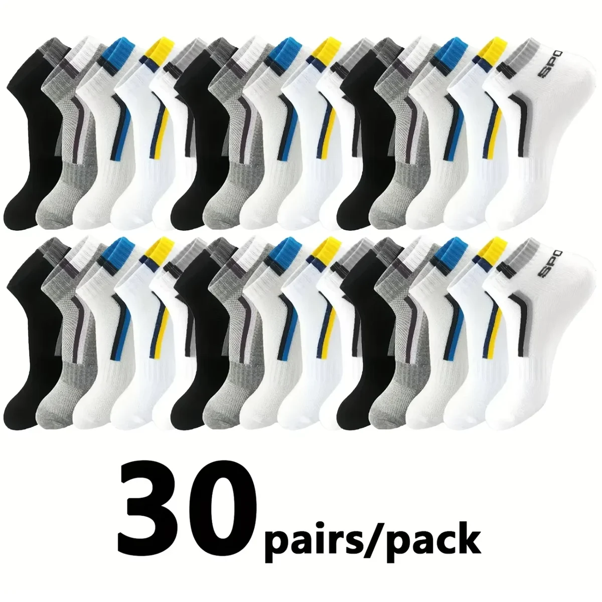 Men's breathable low-cut sports socks, 5 to 10 pairs