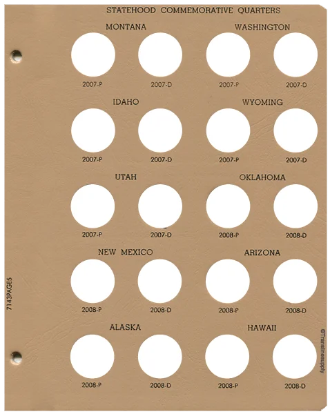 Statehood Quarters Replacement Page 5 2007 P - 2008 D