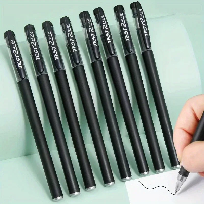 Black gel pens with 0.5 mm fine tip, capped, packs of 5 to 20 — representative supplier photograph