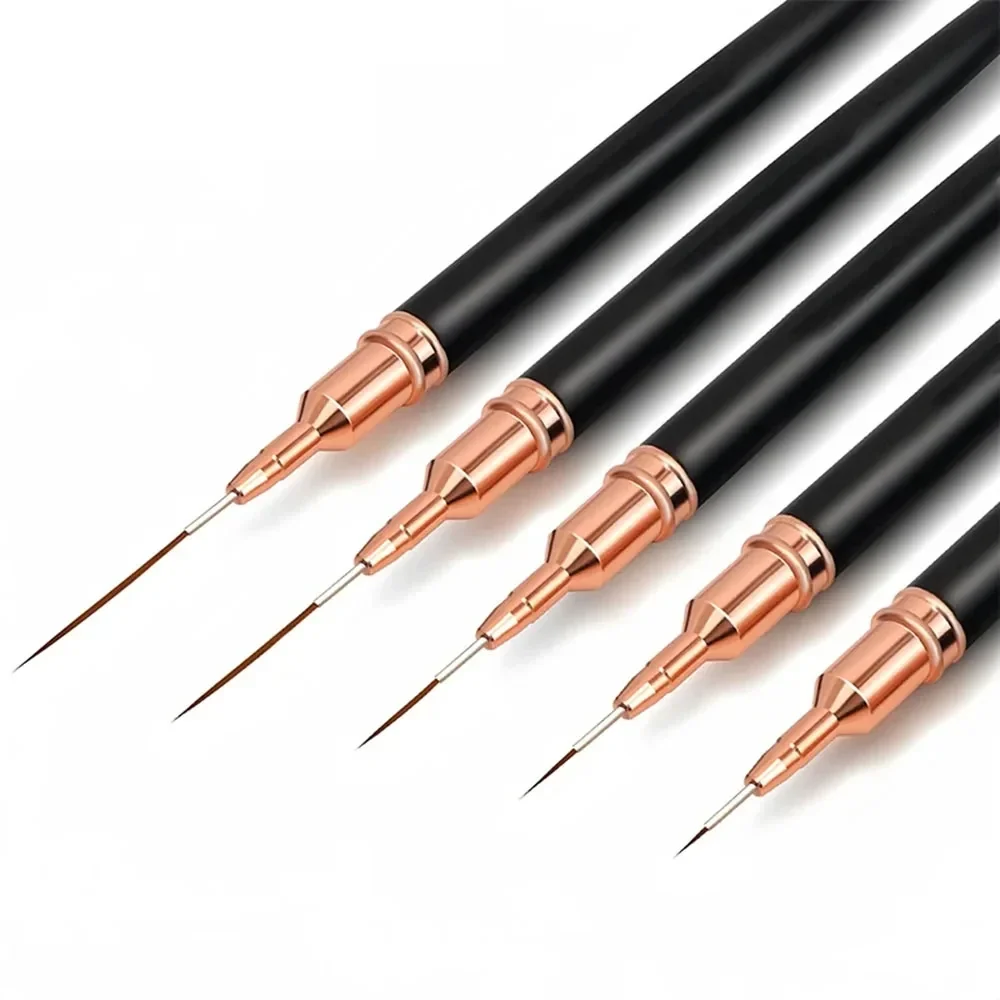 Nail art liner brushes, set of 5 lengths with caps — representative supplier photograph