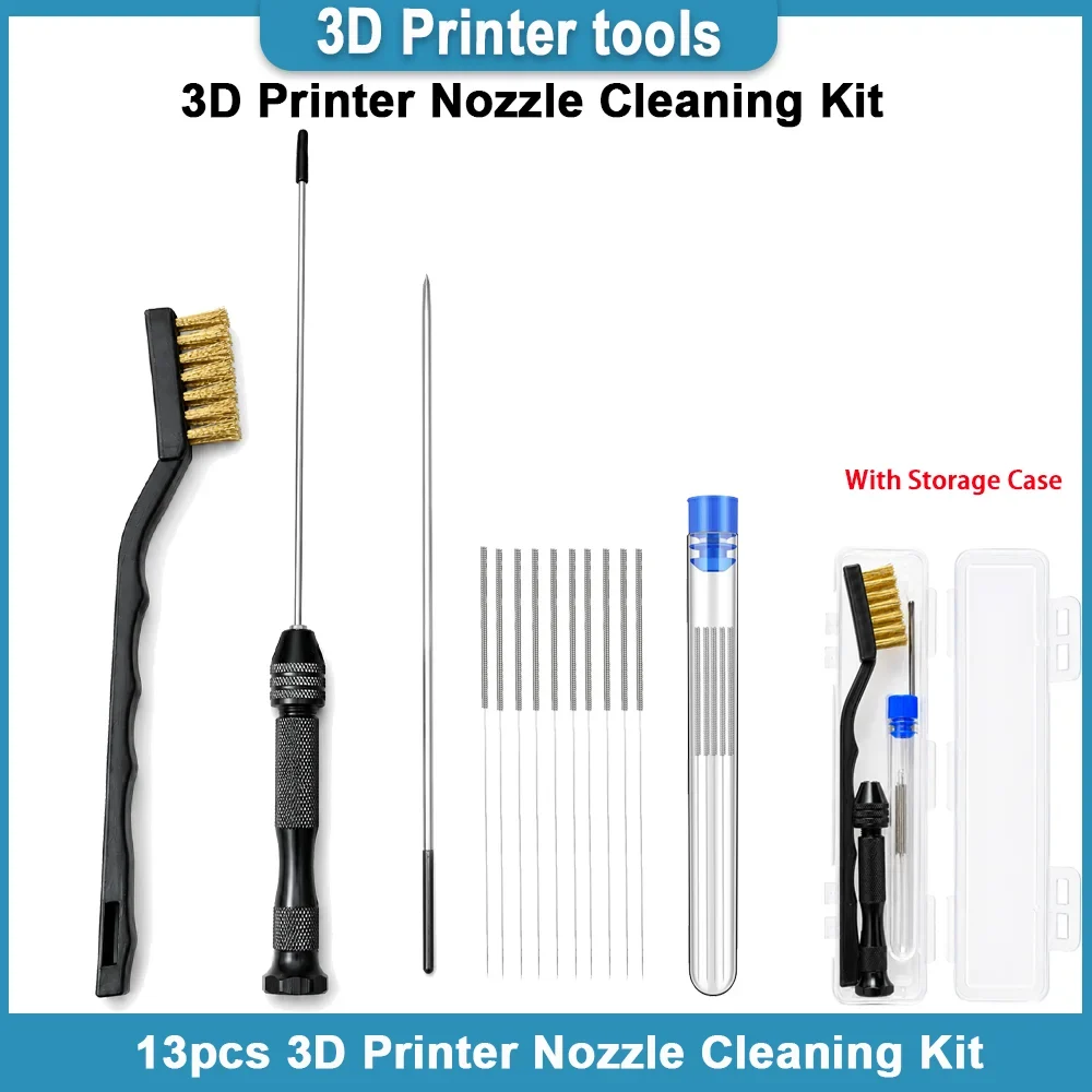 3D printer nozzle cleaning kit with storage case, 0.4 mm needles