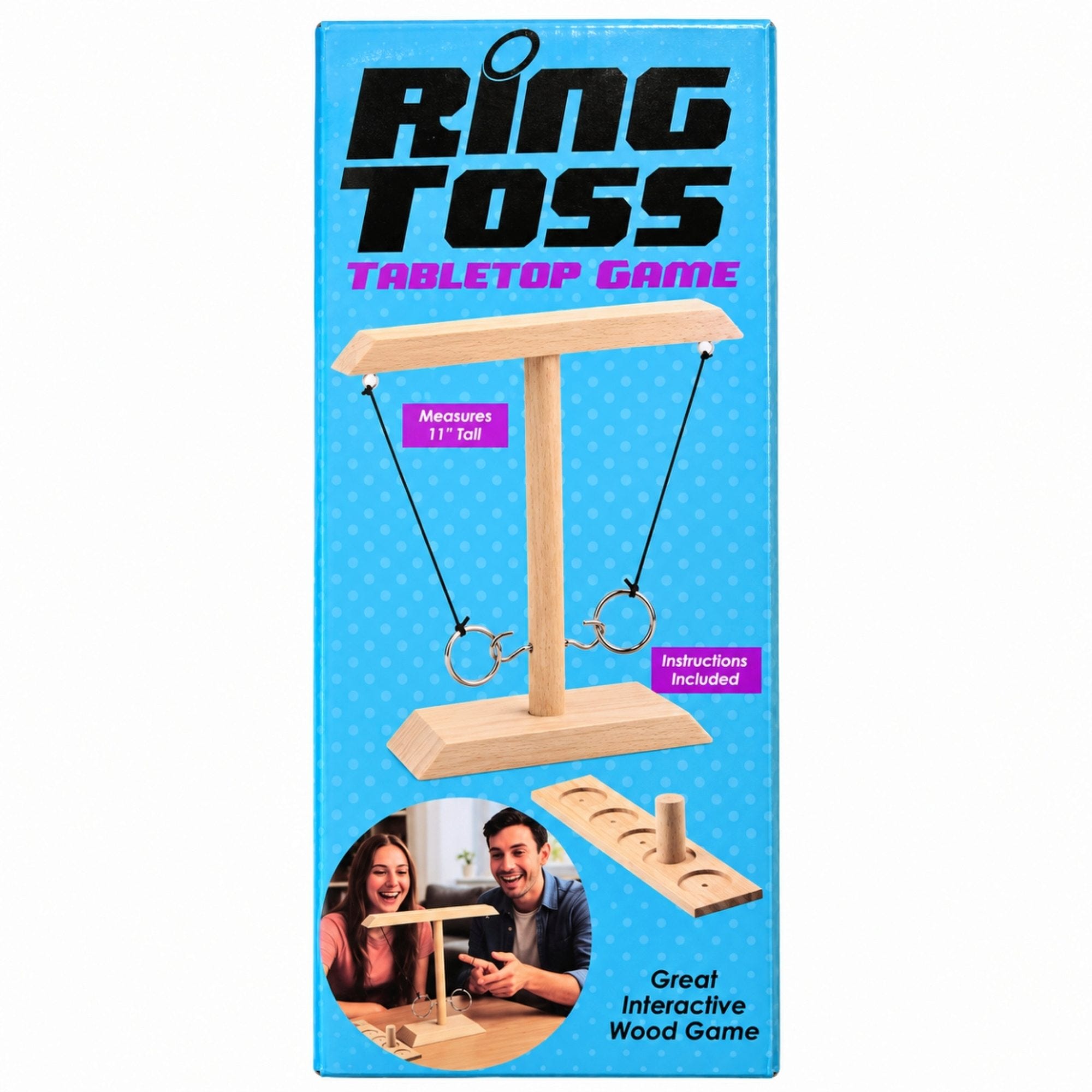 Wooden Hook and Ring Toss Tabletop Game (pack of 6)
