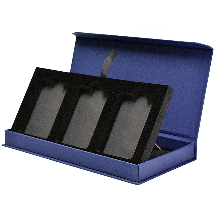 Magnetic Lid 3 Coin Slab Box With Easel - Hazelnut Brown