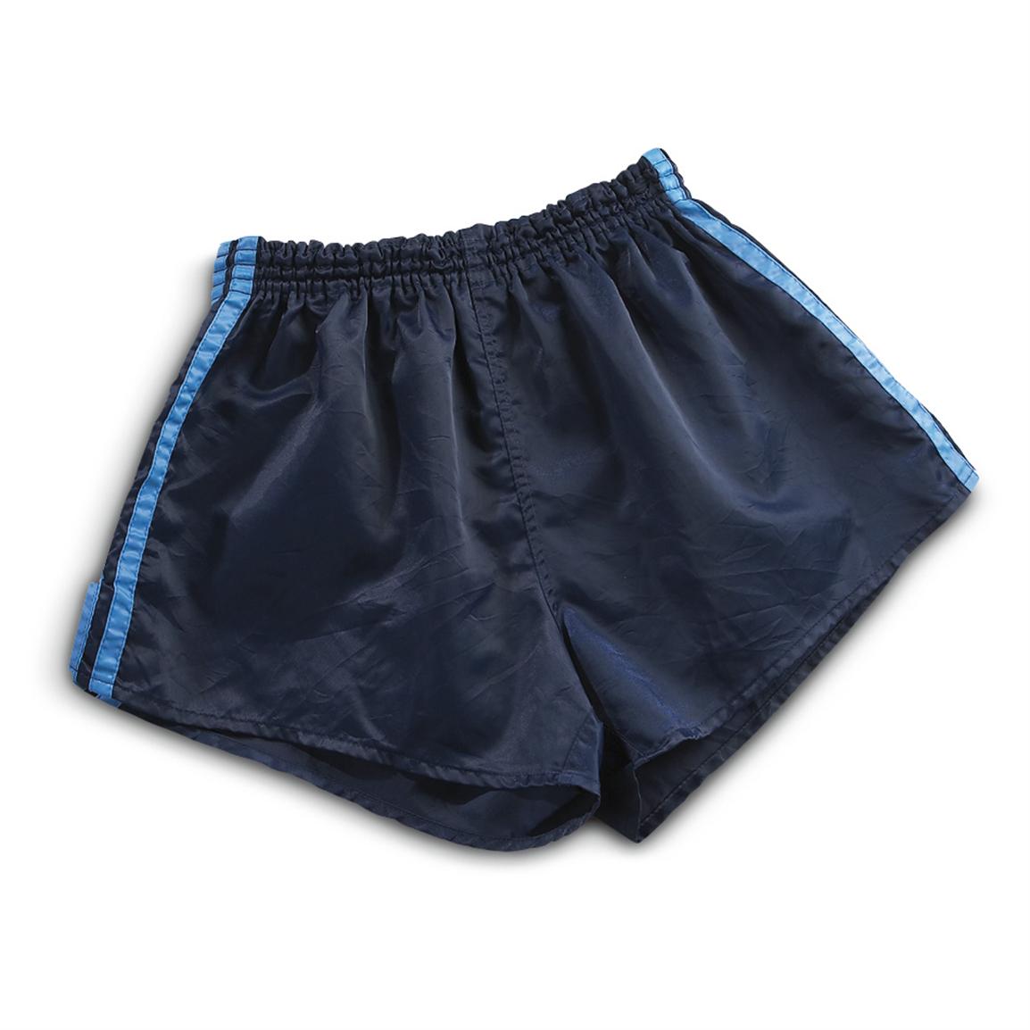 German Military Surplus PT Shorts, 10 Pairs, Used — Blue / Large / ten pairs