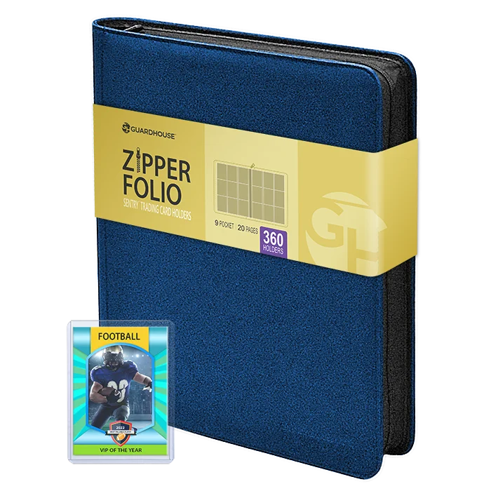 9 Pocket Zipper Folio for Sentry Card Holders - Blue Denim