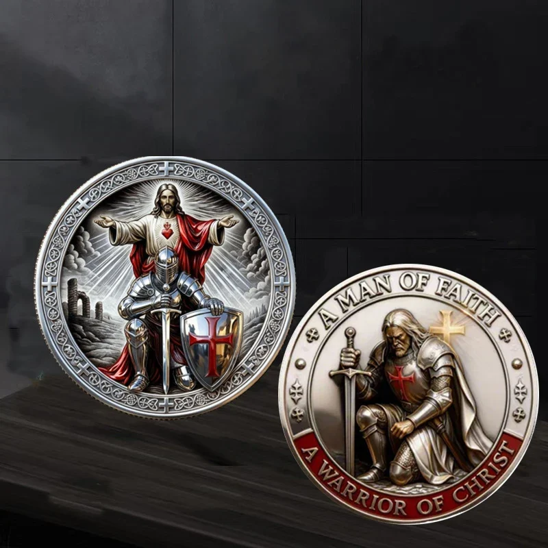 Knight Templar "A Man of Faith" prayer token — decorative