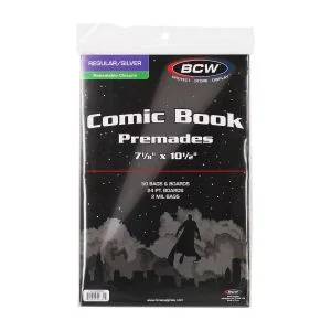 Premade Resealable Silver Comic Bag and Board