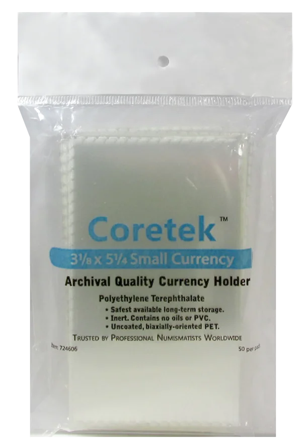 Coretek Small Currency Sleeve 5 1/4 x 3 1/8 - 50 pack