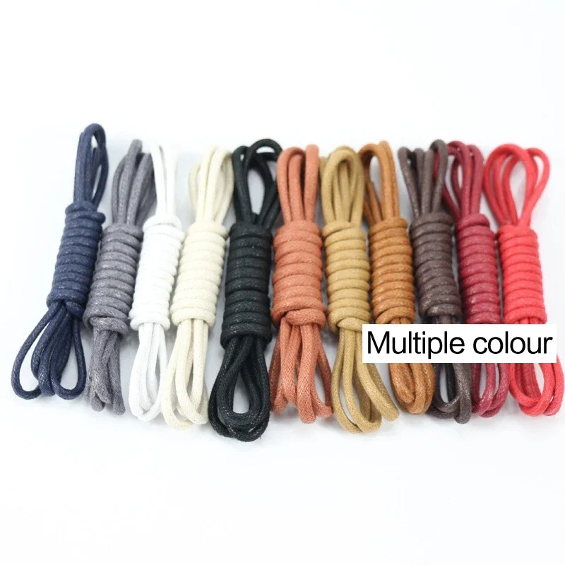 Round waxed cotton shoelaces for boots and dress shoes, one pair — representative supplier photograph